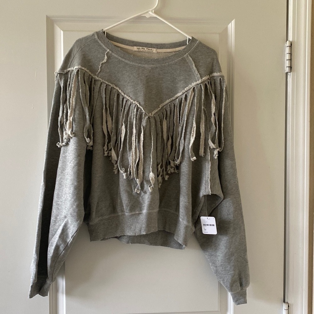Free People Fringe Grey Crewneck Sweatshirt - Never been worn.  Size Medium